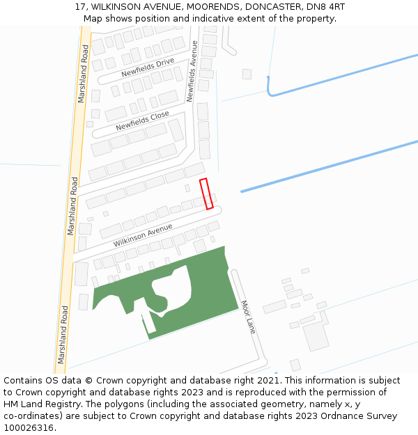 17, WILKINSON AVENUE, MOORENDS, DONCASTER, DN8 4RT: Location map and indicative extent of plot