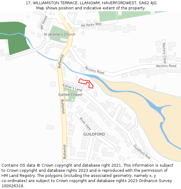 17, WILLIAMSTON TERRACE, LLANGWM, HAVERFORDWEST, SA62 4JG: Location map and indicative extent of plot