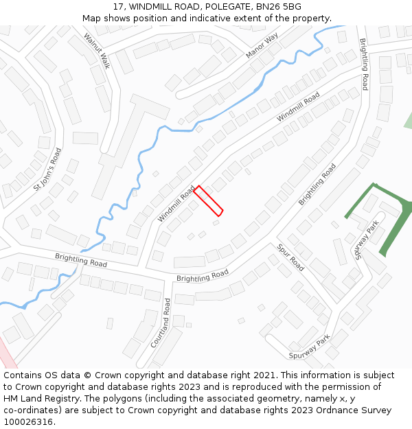 17, WINDMILL ROAD, POLEGATE, BN26 5BG: Location map and indicative extent of plot