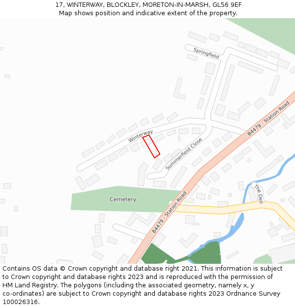 17, WINTERWAY, BLOCKLEY, MORETON-IN-MARSH, GL56 9EF: Location map and indicative extent of plot