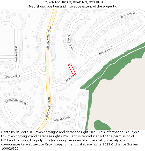 17, WINTON ROAD, READING, RG2 8HH: Location map and indicative extent of plot