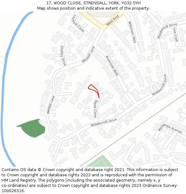 17, WOOD CLOSE, STRENSALL, YORK, YO32 5YH: Location map and indicative extent of plot