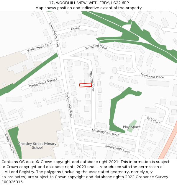 17, WOODHILL VIEW, WETHERBY, LS22 6PP: Location map and indicative extent of plot
