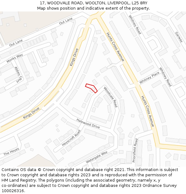 17, WOODVALE ROAD, WOOLTON, LIVERPOOL, L25 8RY: Location map and indicative extent of plot