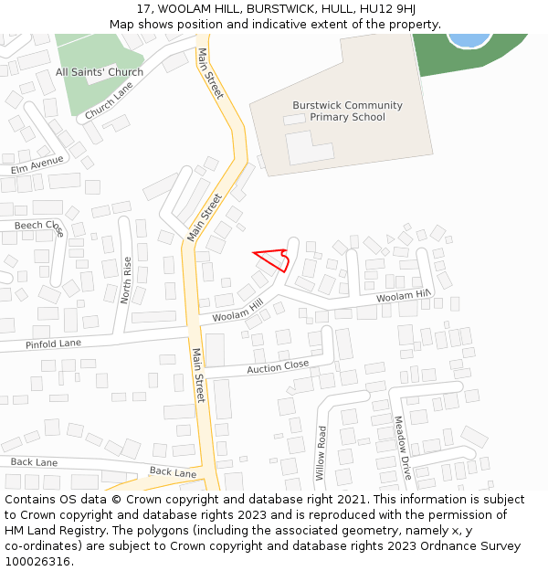 17, WOOLAM HILL, BURSTWICK, HULL, HU12 9HJ: Location map and indicative extent of plot