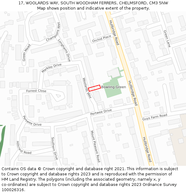 17, WOOLARDS WAY, SOUTH WOODHAM FERRERS, CHELMSFORD, CM3 5NW: Location map and indicative extent of plot