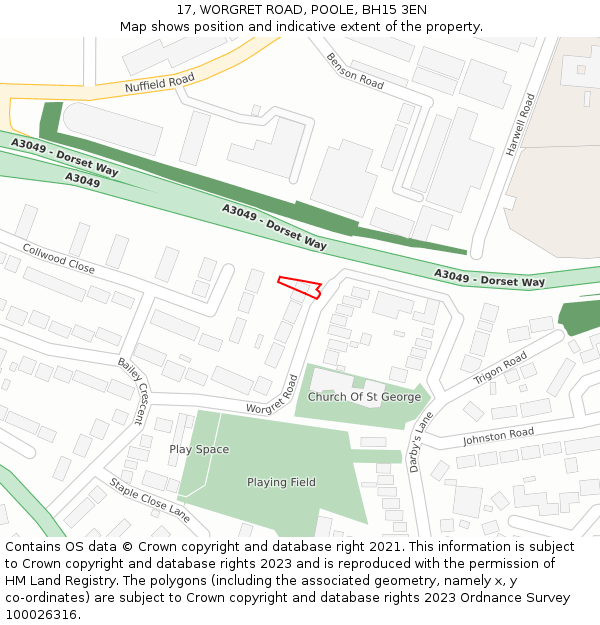 17, WORGRET ROAD, POOLE, BH15 3EN: Location map and indicative extent of plot