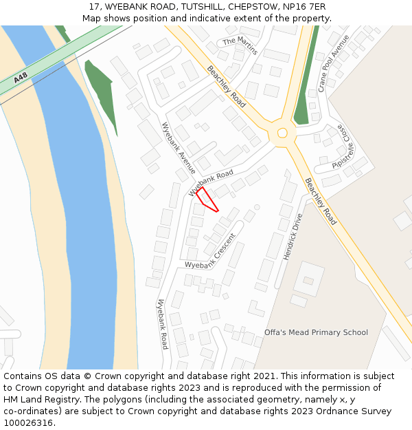 17, WYEBANK ROAD, TUTSHILL, CHEPSTOW, NP16 7ER: Location map and indicative extent of plot
