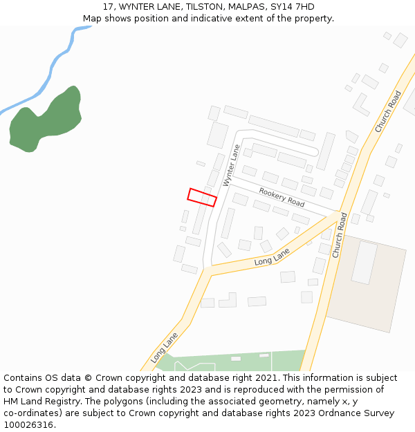 17, WYNTER LANE, TILSTON, MALPAS, SY14 7HD: Location map and indicative extent of plot