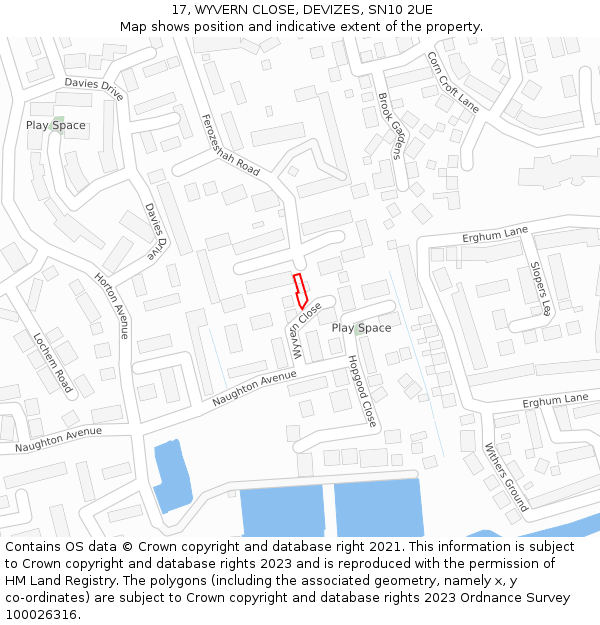 17, WYVERN CLOSE, DEVIZES, SN10 2UE: Location map and indicative extent of plot