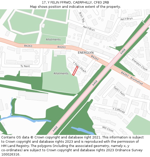 17, Y FELIN FFRWD, CAERPHILLY, CF83 2RB: Location map and indicative extent of plot