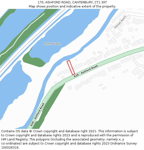 170, ASHFORD ROAD, CANTERBURY, CT1 3XT: Location map and indicative extent of plot