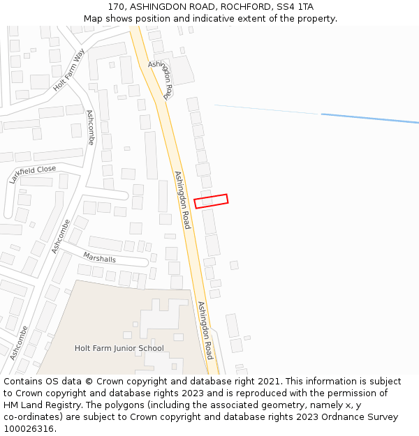 170, ASHINGDON ROAD, ROCHFORD, SS4 1TA: Location map and indicative extent of plot