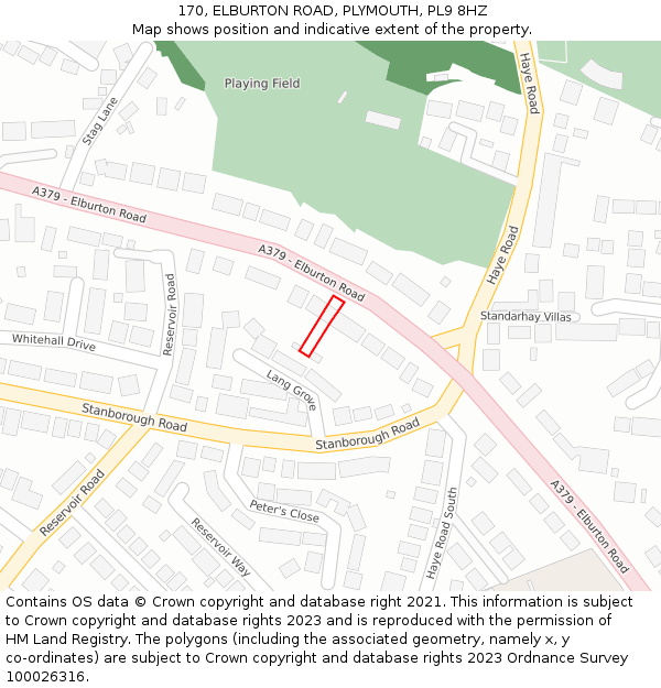 170, ELBURTON ROAD, PLYMOUTH, PL9 8HZ: Location map and indicative extent of plot