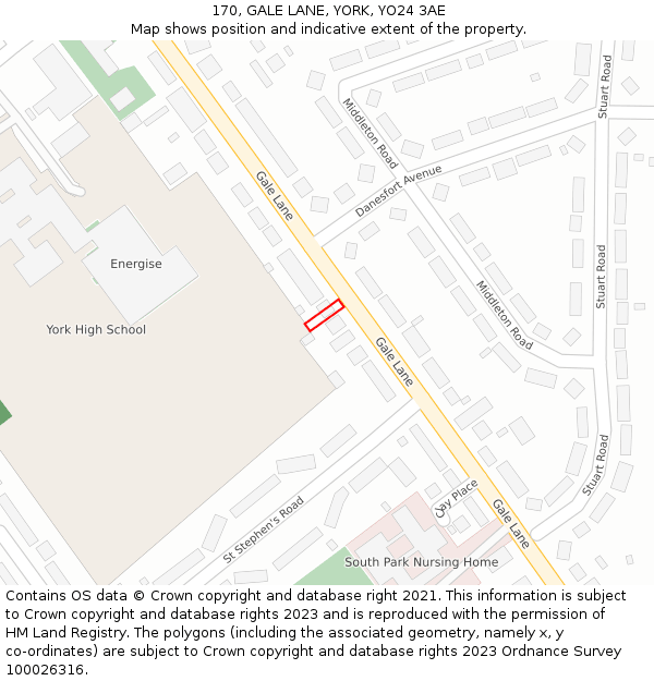 170, GALE LANE, YORK, YO24 3AE: Location map and indicative extent of plot