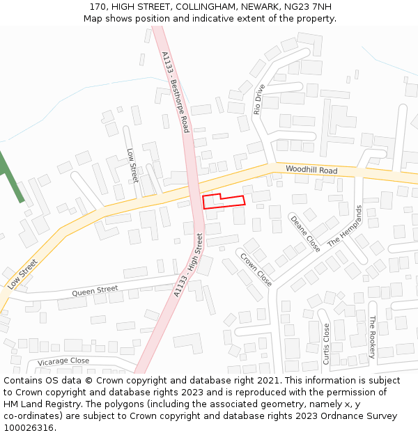 170, HIGH STREET, COLLINGHAM, NEWARK, NG23 7NH: Location map and indicative extent of plot