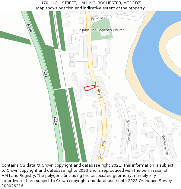 170, HIGH STREET, HALLING, ROCHESTER, ME2 1BZ: Location map and indicative extent of plot