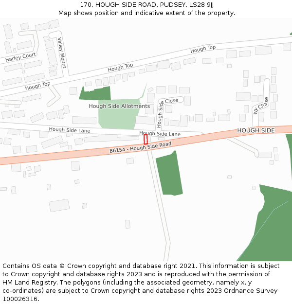 170, HOUGH SIDE ROAD, PUDSEY, LS28 9JJ: Location map and indicative extent of plot