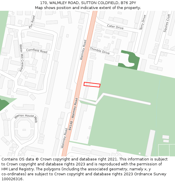 170, WALMLEY ROAD, SUTTON COLDFIELD, B76 2PY: Location map and indicative extent of plot