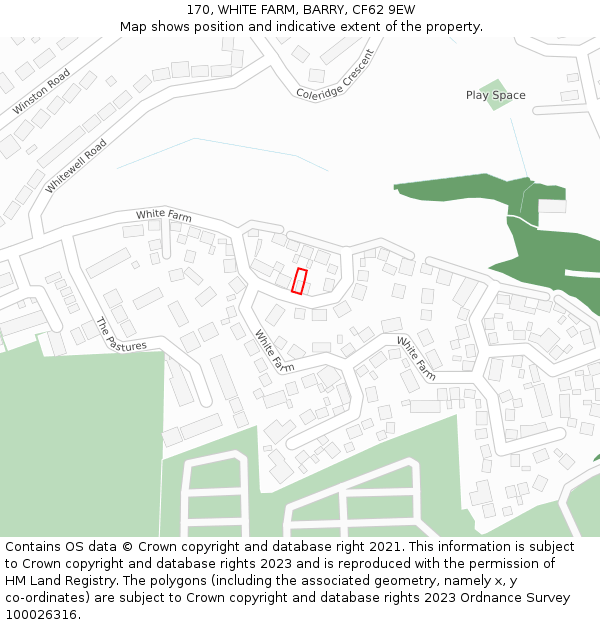 170, WHITE FARM, BARRY, CF62 9EW: Location map and indicative extent of plot