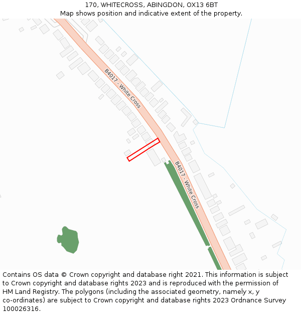 170, WHITECROSS, ABINGDON, OX13 6BT: Location map and indicative extent of plot