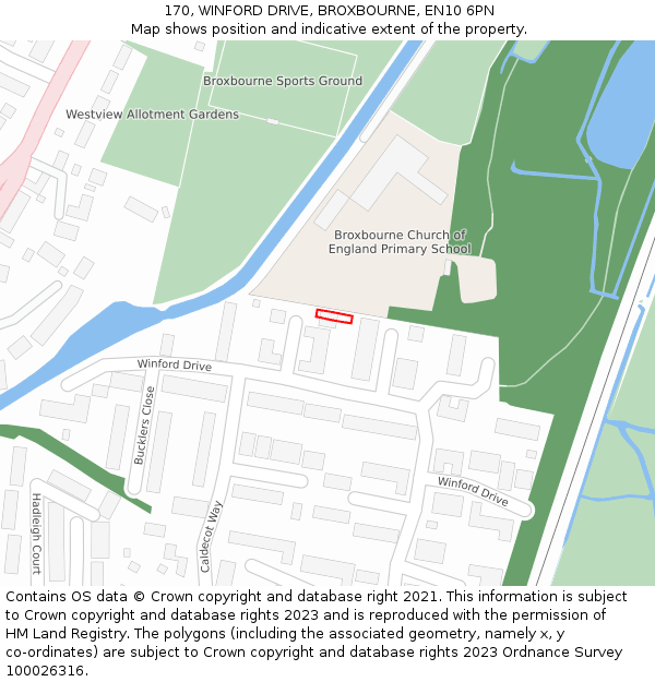 170, WINFORD DRIVE, BROXBOURNE, EN10 6PN: Location map and indicative extent of plot