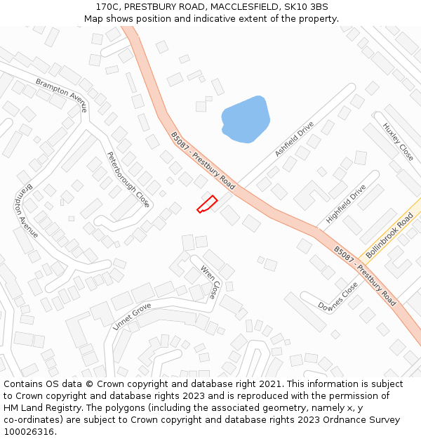 170C, PRESTBURY ROAD, MACCLESFIELD, SK10 3BS: Location map and indicative extent of plot