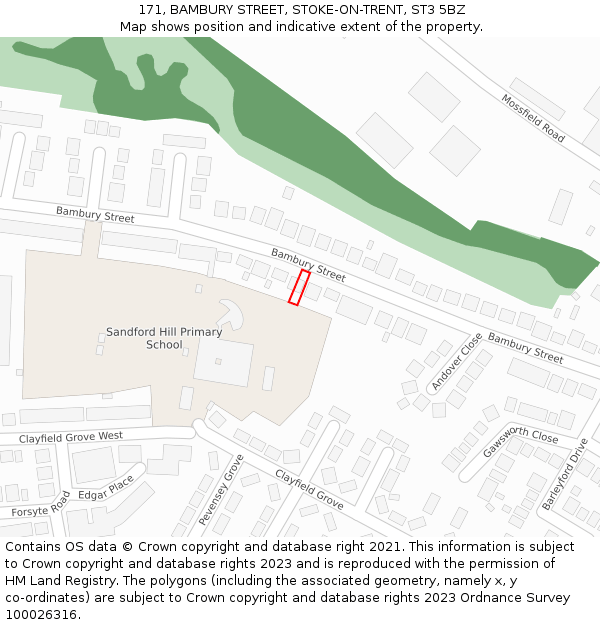 171, BAMBURY STREET, STOKE-ON-TRENT, ST3 5BZ: Location map and indicative extent of plot