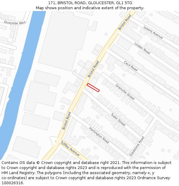 171, BRISTOL ROAD, GLOUCESTER, GL1 5TG: Location map and indicative extent of plot