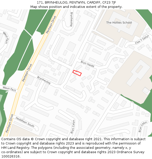 171, BRYNHEULOG, PENTWYN, CARDIFF, CF23 7JF: Location map and indicative extent of plot