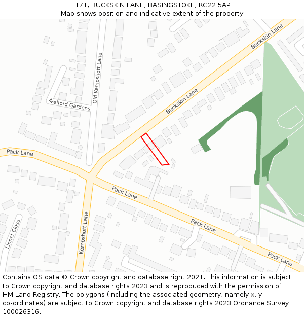 171, BUCKSKIN LANE, BASINGSTOKE, RG22 5AP: Location map and indicative extent of plot