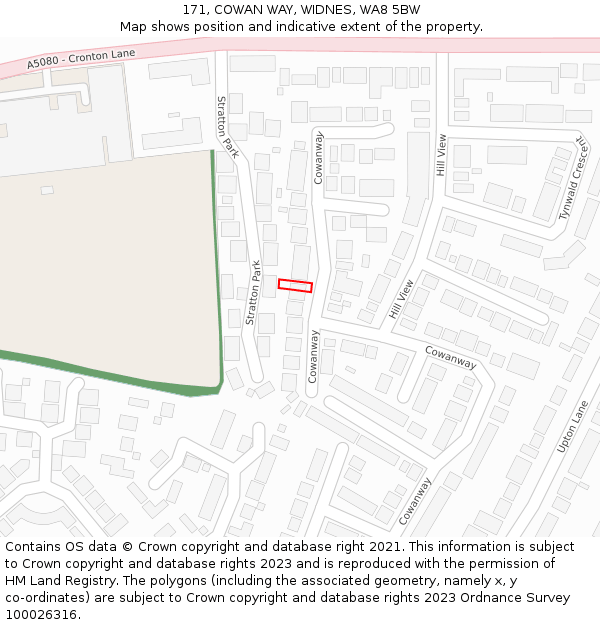 171, COWAN WAY, WIDNES, WA8 5BW: Location map and indicative extent of plot