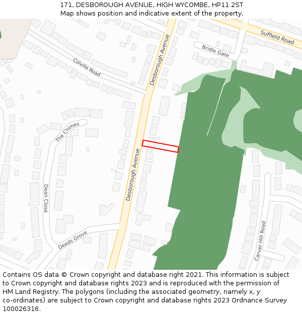 171, DESBOROUGH AVENUE, HIGH WYCOMBE, HP11 2ST: Location map and indicative extent of plot