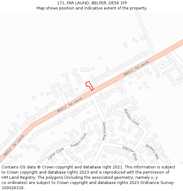 171, FAR LAUND, BELPER, DE56 1FP: Location map and indicative extent of plot