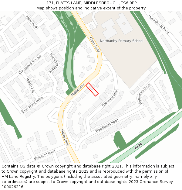 171, FLATTS LANE, MIDDLESBROUGH, TS6 0PP: Location map and indicative extent of plot