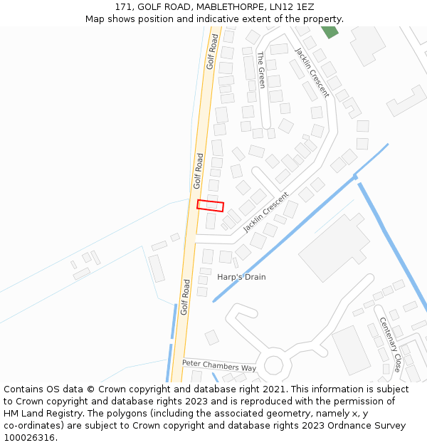 171, GOLF ROAD, MABLETHORPE, LN12 1EZ: Location map and indicative extent of plot