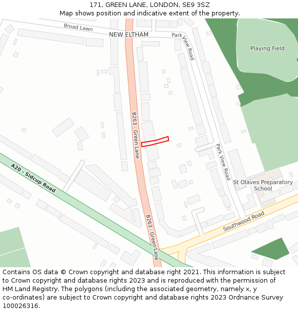 171, GREEN LANE, LONDON, SE9 3SZ: Location map and indicative extent of plot