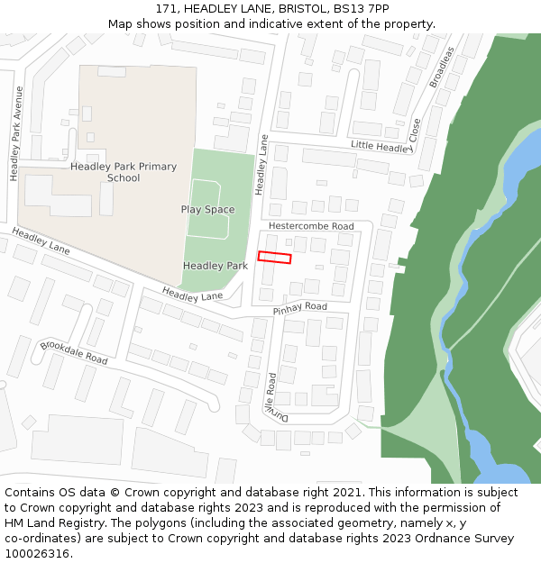 171, HEADLEY LANE, BRISTOL, BS13 7PP: Location map and indicative extent of plot