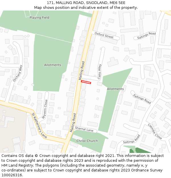 171, MALLING ROAD, SNODLAND, ME6 5EE: Location map and indicative extent of plot