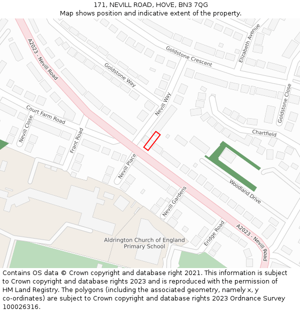 171, NEVILL ROAD, HOVE, BN3 7QG: Location map and indicative extent of plot