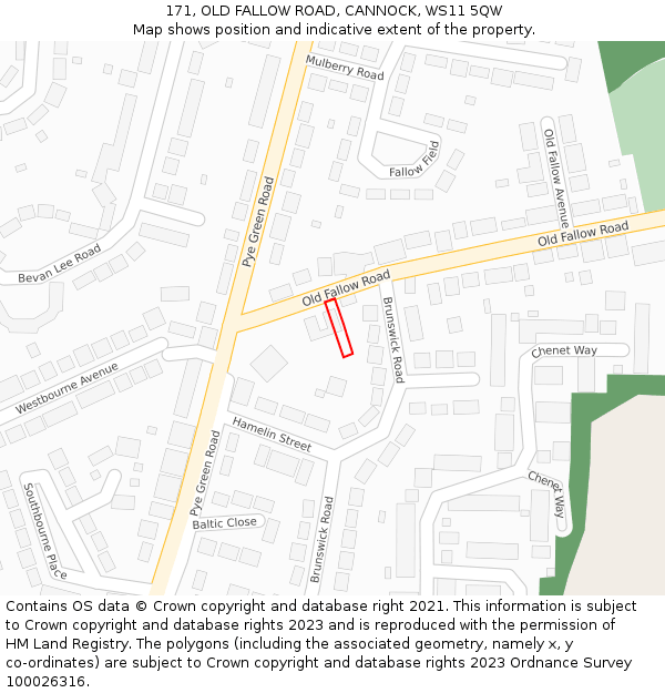171, OLD FALLOW ROAD, CANNOCK, WS11 5QW: Location map and indicative extent of plot