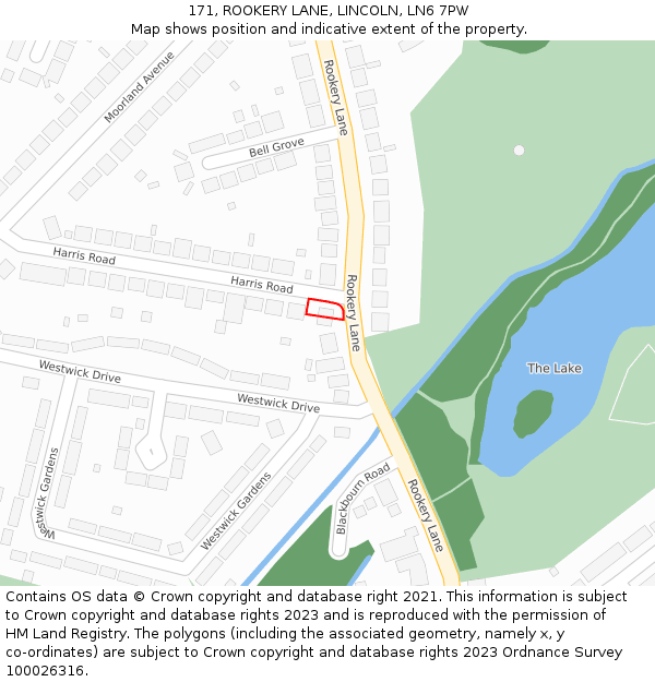 171, ROOKERY LANE, LINCOLN, LN6 7PW: Location map and indicative extent of plot