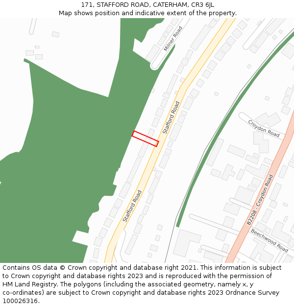 171, STAFFORD ROAD, CATERHAM, CR3 6JL: Location map and indicative extent of plot