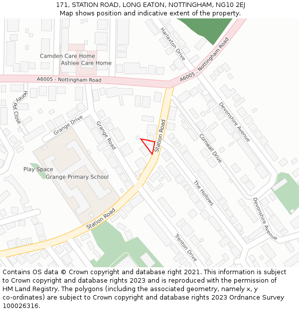 171, STATION ROAD, LONG EATON, NOTTINGHAM, NG10 2EJ: Location map and indicative extent of plot