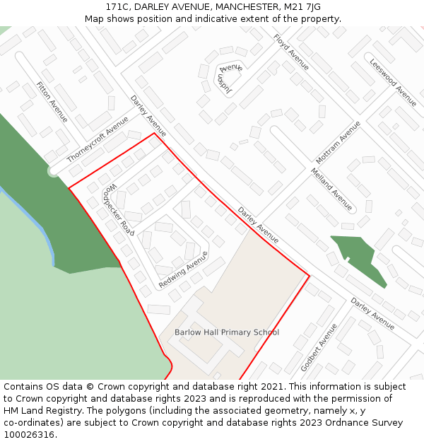 171C, DARLEY AVENUE, MANCHESTER, M21 7JG: Location map and indicative extent of plot