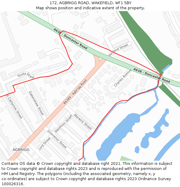 172, AGBRIGG ROAD, WAKEFIELD, WF1 5BY: Location map and indicative extent of plot