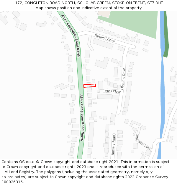 172, CONGLETON ROAD NORTH, SCHOLAR GREEN, STOKE-ON-TRENT, ST7 3HE: Location map and indicative extent of plot