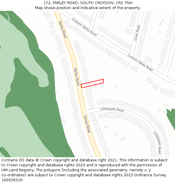 172, FARLEY ROAD, SOUTH CROYDON, CR2 7NH: Location map and indicative extent of plot
