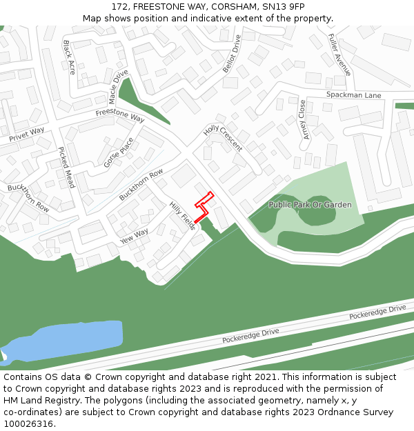 172, FREESTONE WAY, CORSHAM, SN13 9FP: Location map and indicative extent of plot