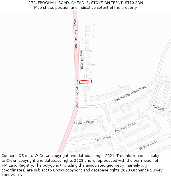 172, FROGHALL ROAD, CHEADLE, STOKE-ON-TRENT, ST10 2DN: Location map and indicative extent of plot